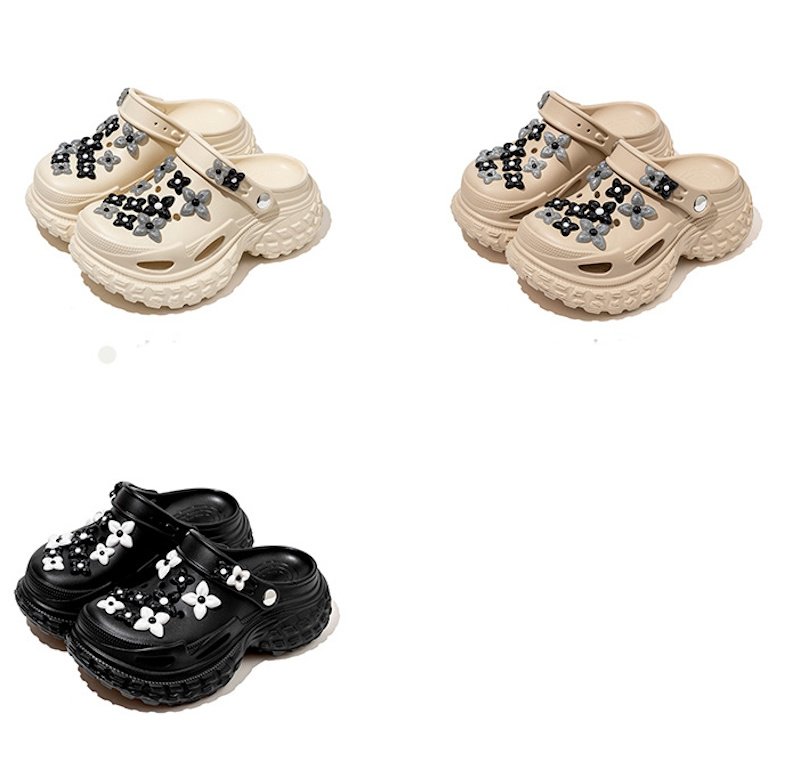 画像4: Personalized Cross Flower Platform Soft Sole Sandals slippers パーソナライズクロスフラワー厚底プラットフォームクロックサンダルスリッパ (4)