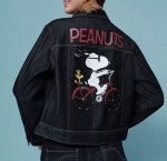 画像2: Women's Snoopy x Woodstock Denim Jacket  スヌーピー＆ウッドストックデニムジャケットGジャン (2)