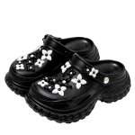 画像1: Personalized Cross Flower Platform Soft Sole Sandals slippers パーソナライズクロスフラワー厚底プラットフォームクロックサンダルスリッパ (1)