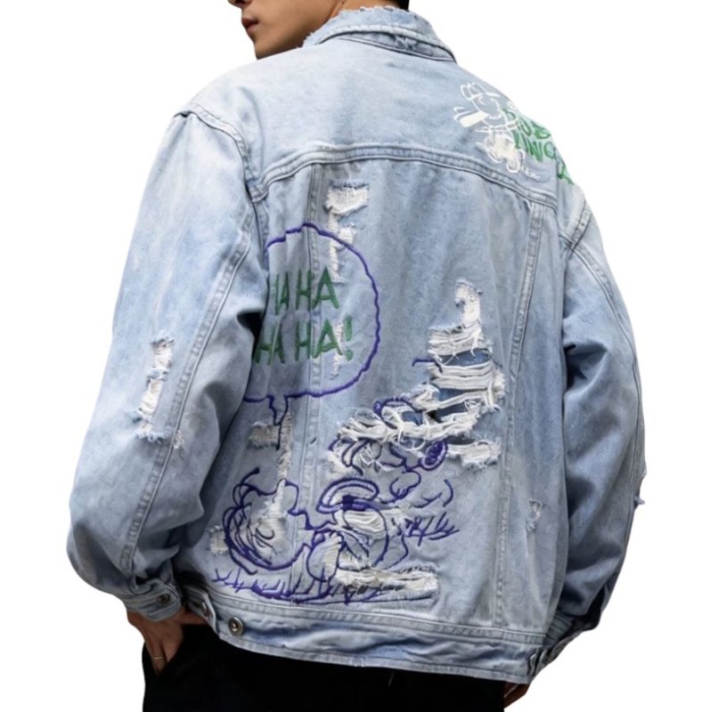 画像3: Snoopy x Able Jeans distressed denim jacket　スヌーピー×エイブルジーンズダメージジャケット Gジャン (3)