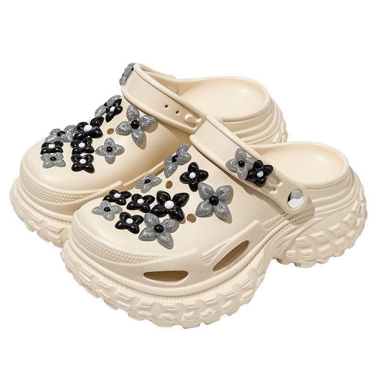 画像2: Personalized Cross Flower Platform Soft Sole Sandals slippers パーソナライズクロスフラワー厚底プラットフォームクロックサンダルスリッパ (2)