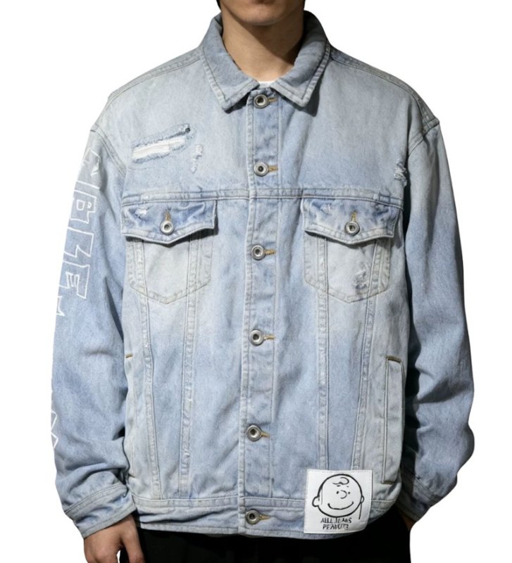 画像4: Snoopy x Able Jeans distressed denim jacket　スヌーピー×エイブルジーンズダメージジャケット Gジャン (4)