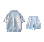 画像10: Shirt collar double-zip shirt collar short-sleeved jacket & cargo shorts  setup ユニセックス男女兼用シャツカラーダブルジップシャツカラー半袖ジャケット＆カーゴハーフパンツ セットアップ  (10)