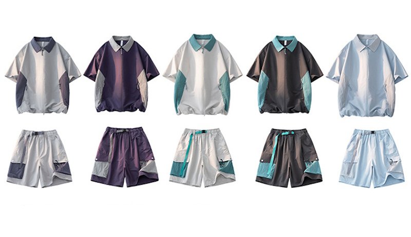 画像11: Shirt collar double-zip shirt collar short-sleeved jacket & cargo shorts  setup ユニセックス男女兼用シャツカラーダブルジップシャツカラー半袖ジャケット＆カーゴハーフパンツ セットアップ  (11)