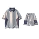 画像4: Shirt collar double-zip shirt collar short-sleeved jacket & cargo shorts  setup ユニセックス男女兼用シャツカラーダブルジップシャツカラー半袖ジャケット＆カーゴハーフパンツ セットアップ  (4)