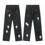 画像8: Mens Y2K Cross Wide leg Denim Pants jeans クロス 十字架 パッチ付き ワイド ベルボトム デニムパンツ ジーンズ (8)