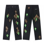 画像5: Mens Y2K Cross Wide leg Denim Pants jeans クロス 十字架 パッチ付き ワイド ベルボトム デニムパンツ ジーンズ (5)
