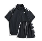 画像3: Half-zip stand-collar short-sleeved jacket and shorts set  setup ユニセックス男女兼用 ハーフジップスタンドカラー半袖ジャケット＆ハーフパンツセットアップ  (3)