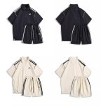 画像5: Half-zip stand-collar short-sleeved jacket and shorts set  setup ユニセックス男女兼用 ハーフジップスタンドカラー半袖ジャケット＆ハーフパンツセットアップ  (5)