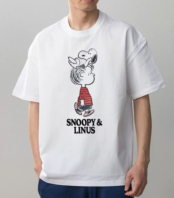 画像3: Snoopy & Linus Print T-shirt  　 ユニセックス 男女兼用スヌーピー& ライナスプリント 半袖Tシャツ (3)