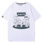 画像1: Dessin Illustration Oasis x Snoopy Rock Band T-Shirt　 ユニセックス 男女兼用イラストデッサンオアシス×スヌーピーロックバンドTシャツ 半袖Tシャツ (1)