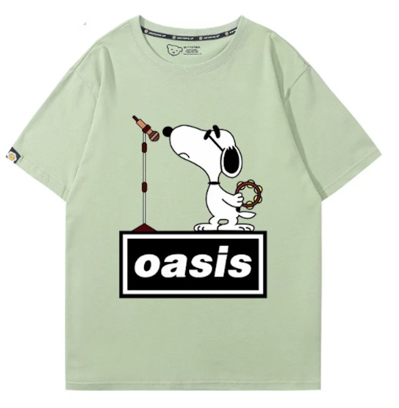 画像10: Oasis x Singer Snoopy Rock Band T-Shirt　 ユニセックス 男女兼用オアシス×シンガースヌーピーロックバンドTシャツ 半袖Tシャツ (10)