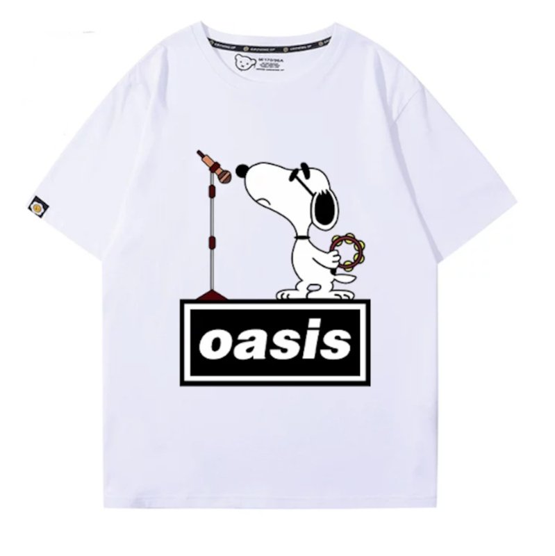 画像2: Oasis x Singer Snoopy Rock Band T-Shirt　 ユニセックス 男女兼用オアシス×シンガースヌーピーロックバンドTシャツ 半袖Tシャツ (2)