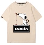 画像1: Oasis x Singer Snoopy Rock Band T-Shirt　 ユニセックス 男女兼用オアシス×シンガースヌーピーロックバンドTシャツ 半袖Tシャツ (1)