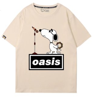 unisex Washed vintage style Oasis rock band t-shirt ユニセックス