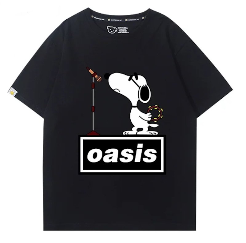 画像7: Oasis x Singer Snoopy Rock Band T-Shirt　 ユニセックス 男女兼用オアシス×シンガースヌーピーロックバンドTシャツ 半袖Tシャツ (7)