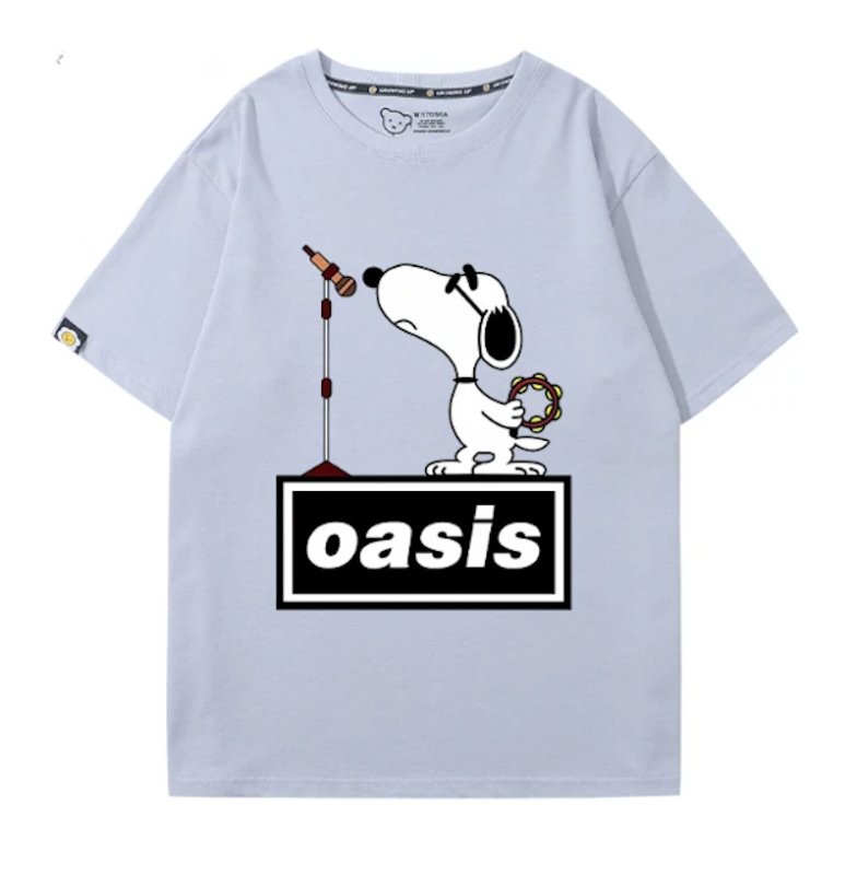 画像4: Oasis x Singer Snoopy Rock Band T-Shirt　 ユニセックス 男女兼用オアシス×シンガースヌーピーロックバンドTシャツ 半袖Tシャツ (4)
