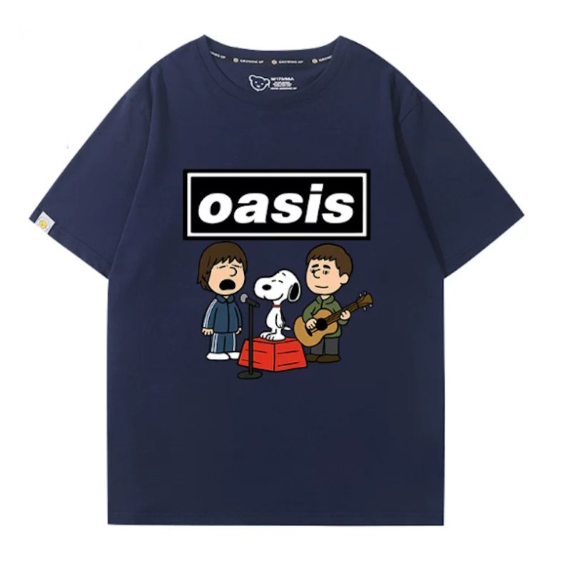 画像2: Oasis x Snoopy Rock Band T-Shirt　 ユニセックス 男女兼用オアシス×スヌーピーロックバンドTシャツ 半袖Tシャツ (2)