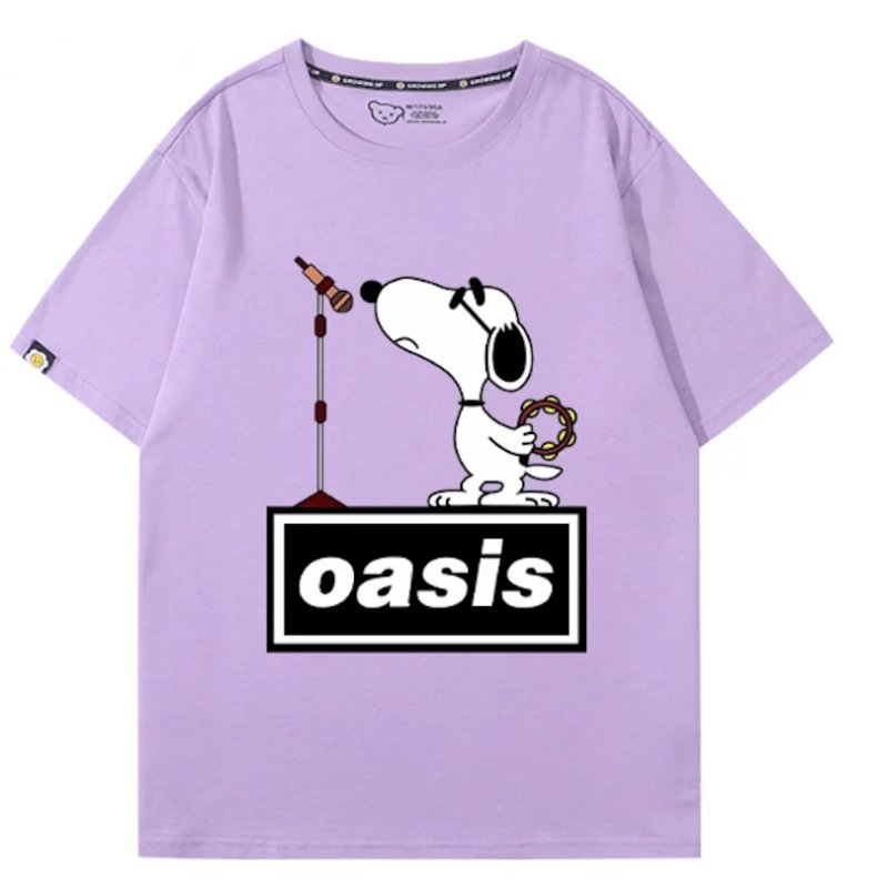 画像12: Oasis x Singer Snoopy Rock Band T-Shirt　 ユニセックス 男女兼用オアシス×シンガースヌーピーロックバンドTシャツ 半袖Tシャツ (12)