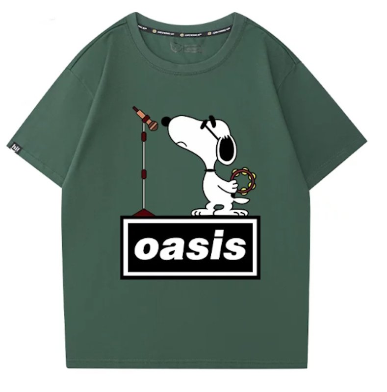 画像11: Oasis x Singer Snoopy Rock Band T-Shirt　 ユニセックス 男女兼用オアシス×シンガースヌーピーロックバンドTシャツ 半袖Tシャツ (11)