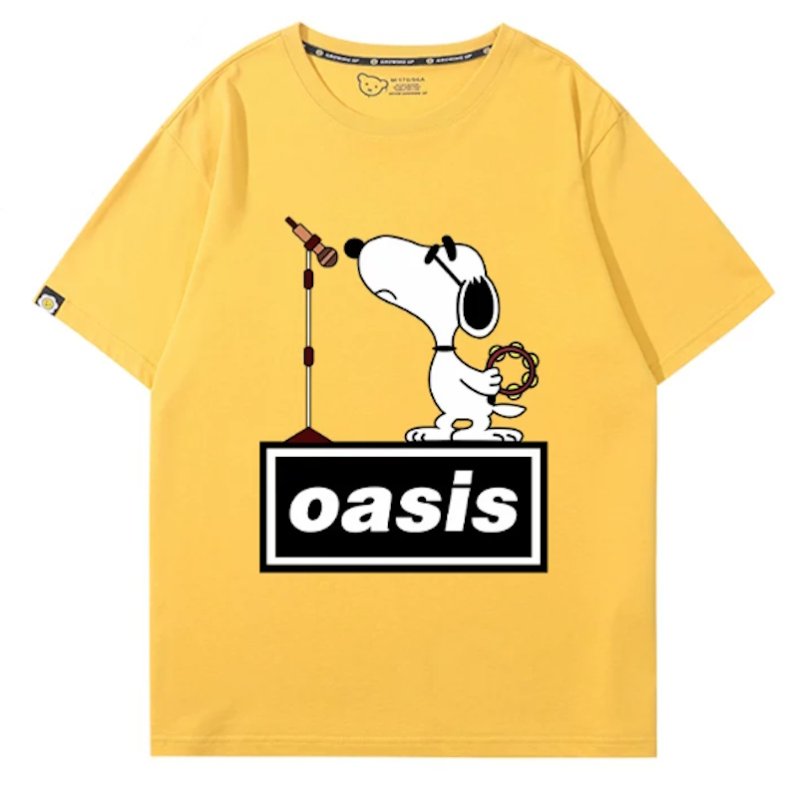 画像8: Oasis x Singer Snoopy Rock Band T-Shirt　 ユニセックス 男女兼用オアシス×シンガースヌーピーロックバンドTシャツ 半袖Tシャツ (8)