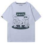 画像2: Dessin Illustration Oasis x Snoopy Rock Band T-Shirt　 ユニセックス 男女兼用イラストデッサンオアシス×スヌーピーロックバンドTシャツ 半袖Tシャツ (2)