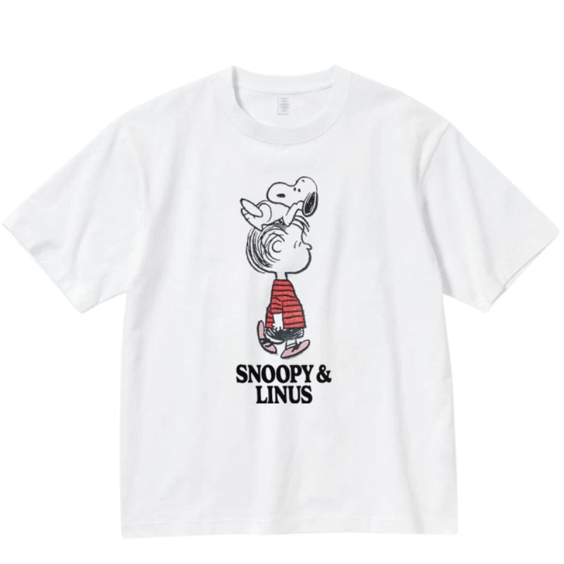 画像1: Snoopy & Linus Print T-shirt  　 ユニセックス 男女兼用スヌーピー& ライナスプリント 半袖Tシャツ (1)