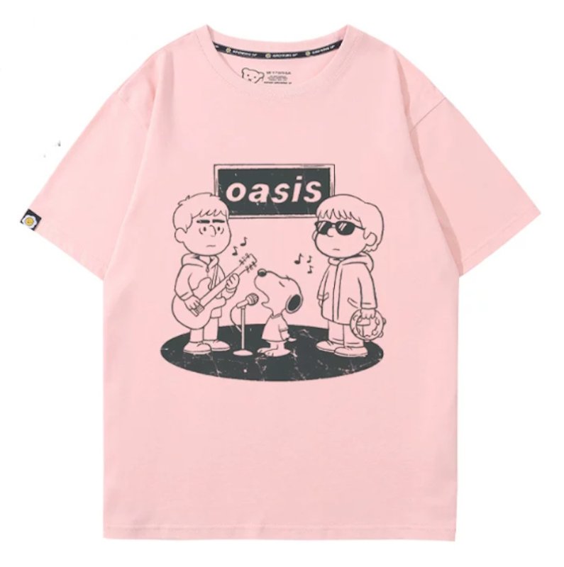 画像3: Dessin Illustration Oasis x Snoopy Rock Band T-Shirt　 ユニセックス 男女兼用イラストデッサンオアシス×スヌーピーロックバンドTシャツ 半袖Tシャツ (3)
