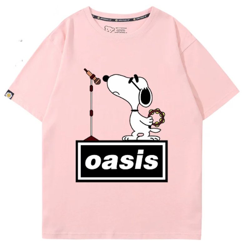 画像6: Oasis x Singer Snoopy Rock Band T-Shirt　 ユニセックス 男女兼用オアシス×シンガースヌーピーロックバンドTシャツ 半袖Tシャツ (6)