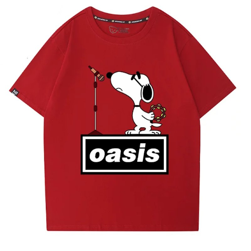 画像9: Oasis x Singer Snoopy Rock Band T-Shirt　 ユニセックス 男女兼用オアシス×シンガースヌーピーロックバンドTシャツ 半袖Tシャツ (9)