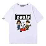 画像1: Oasis x Snoopy Rock Band T-Shirt　 ユニセックス 男女兼用オアシス×スヌーピーロックバンドTシャツ 半袖Tシャツ (1)