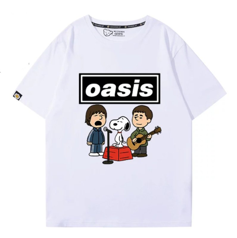 画像1: Oasis x Snoopy Rock Band T-Shirt　 ユニセックス 男女兼用オアシス×スヌーピーロックバンドTシャツ 半袖Tシャツ (1)