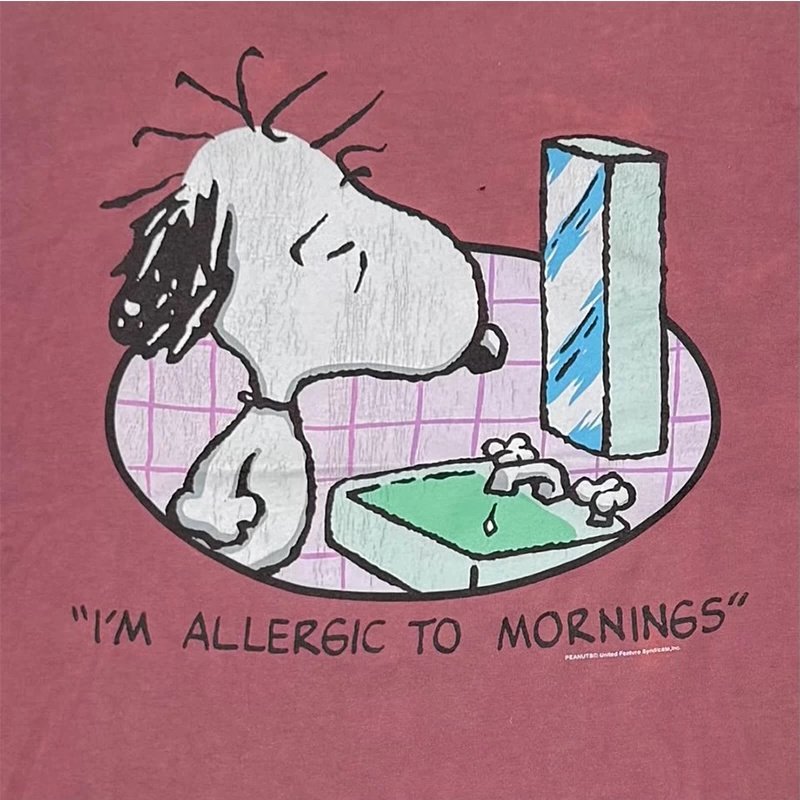 画像2: Vintage Style Snoopy Print T-shirt  　 ユニセックス 男女兼用ヴィトンスヌーピープリント 半袖Tシャツ (2)