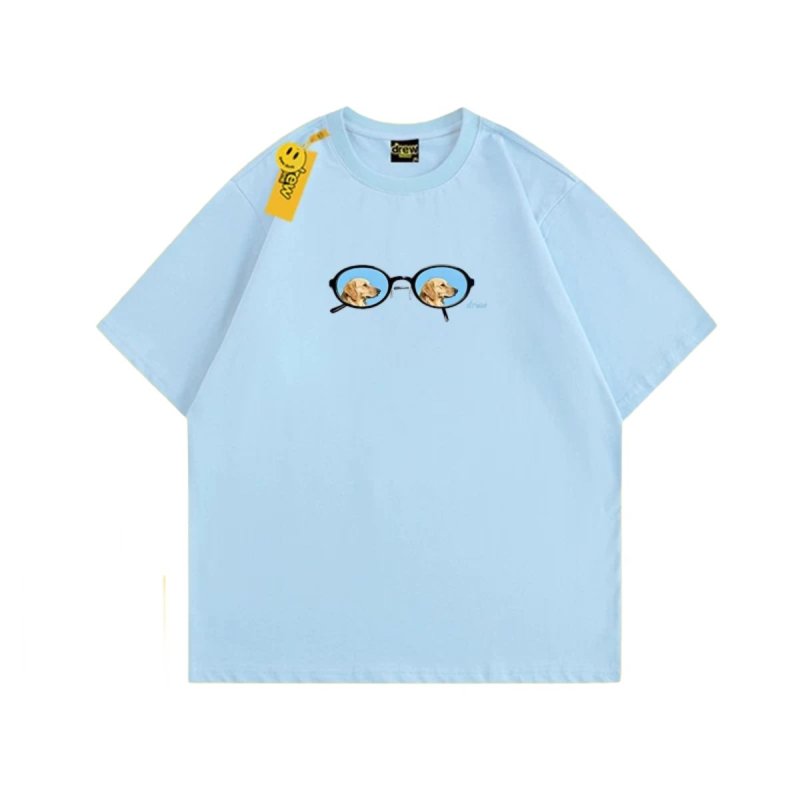 画像7: Glass & Dog T-Shirt　 ユニセックス 男女兼用グラスメガネ＆ドッグプリント 半袖Tシャツ (7)