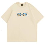 画像1: Glass & Dog T-Shirt　 ユニセックス 男女兼用グラスメガネ＆ドッグプリント 半袖Tシャツ (1)