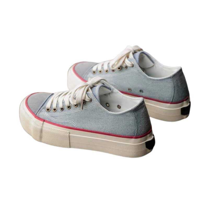 画像3: Unisex Low-cut canvas denim platform   Lace-Up Sneakers Shoes  ユニセックス キャンバスデニム厚底レースアップ スニーカーシューズ  (3)