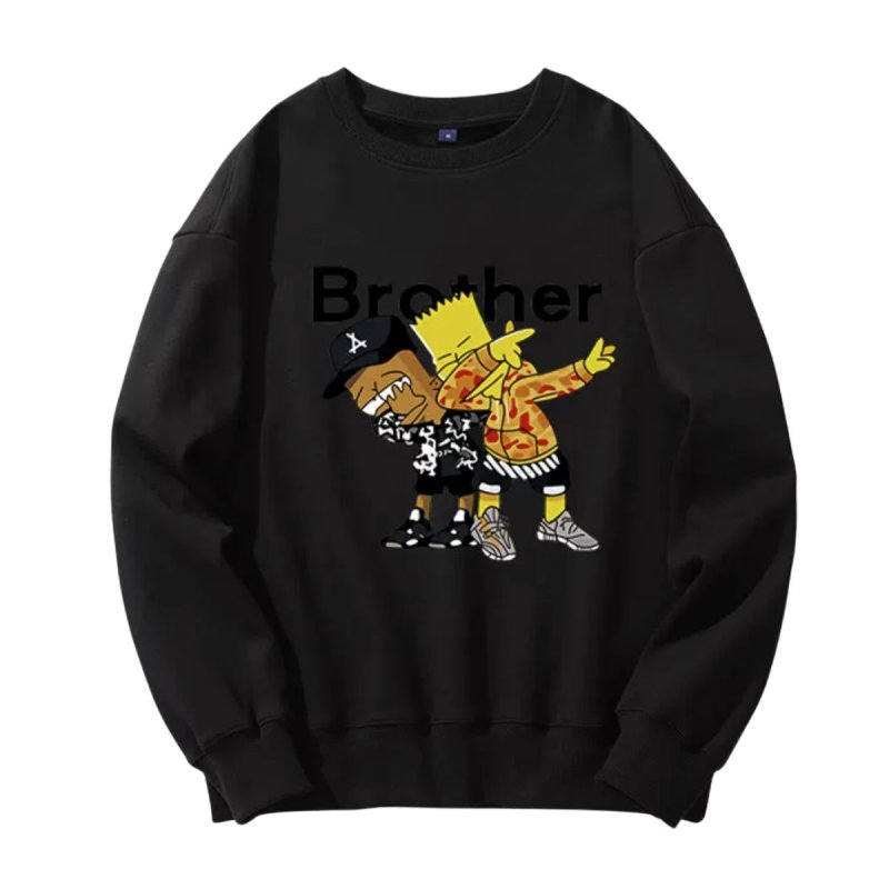 画像4: Men's Unisex The Simpsons Brother long-sleeved oversize pullover sweater   ユニセックス 男女兼用 シンプソンズ ブラザー 兄弟 長袖トレーナー (4)