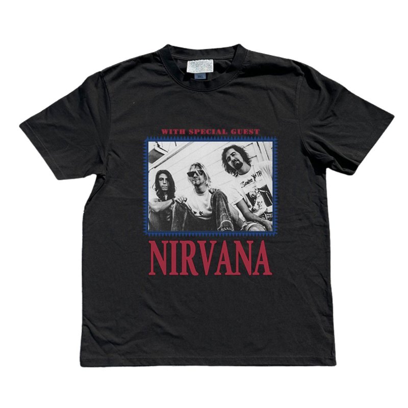 画像1: Nirvana Vintage Photo Prints T-Shirt　 ユニセックス 男女兼用ニルバーナヴィンテージフォトプリント 半袖Tシャツ (1)