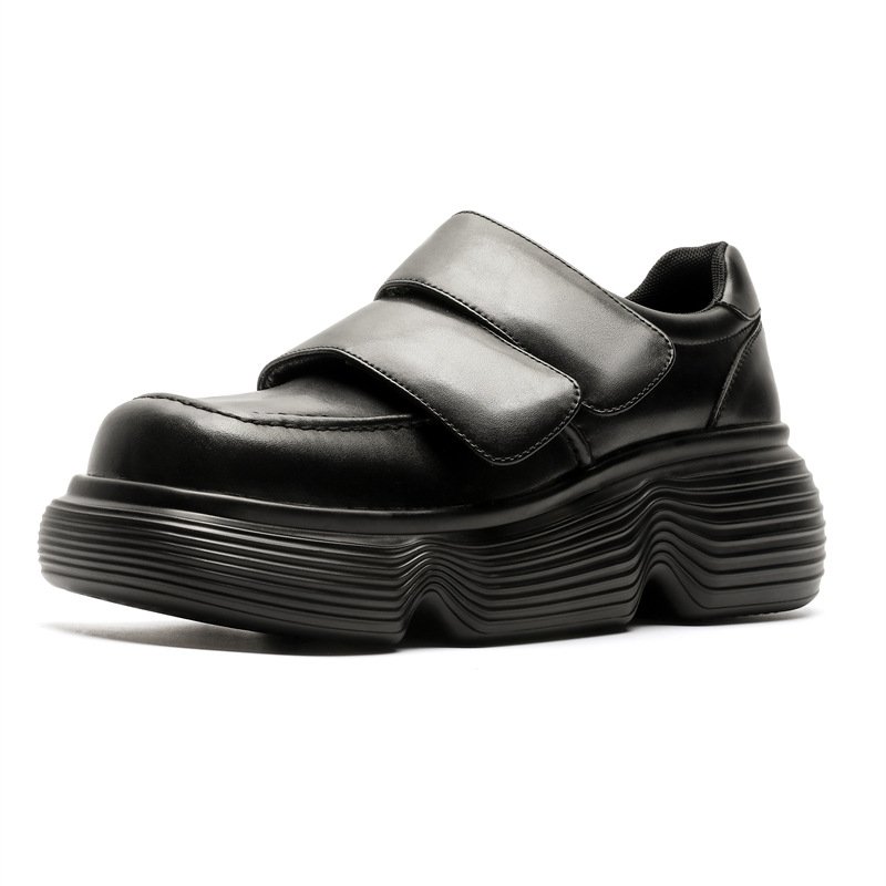 画像1: Men's leather velcro platform sneakers レザー 厚底 プラットフォーム ベルクロ スニーカー ブーツ (1)