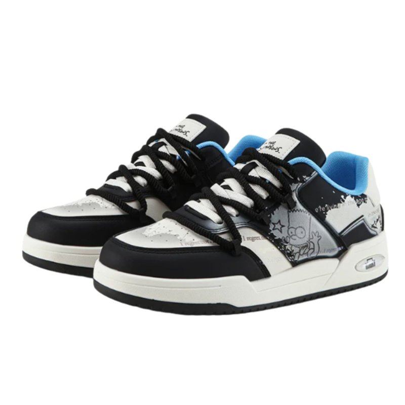 画像1: Unisex Simpsons Leather Lace-Up Sneakers Shoes  ユニセックスシンプソンズレザー レースアップ スニーカーシューズ  (1)