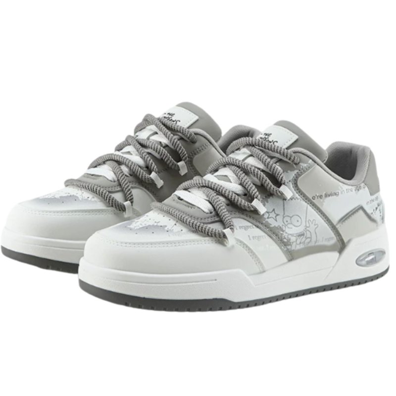 画像2: Unisex Simpsons Leather Lace-Up Sneakers Shoes  ユニセックスシンプソンズレザー レースアップ スニーカーシューズ  (2)