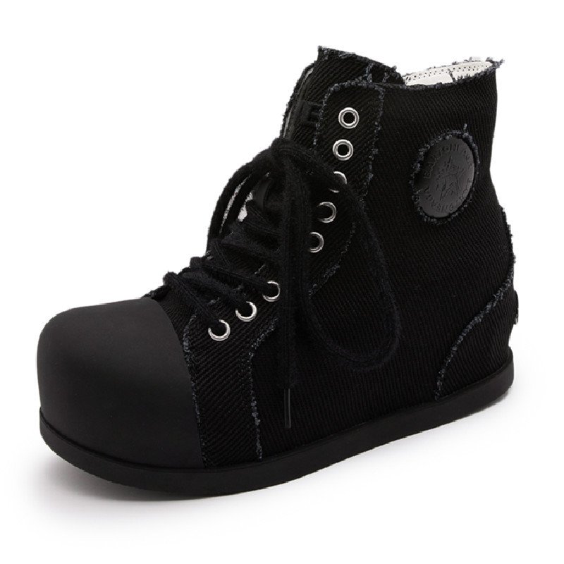 画像2: Men's Thick Soled High Top Boots Sneaker ユニセックス 男女兼用 厚底 ハイトップ レースアップ スニーカー ブーツ (2)