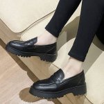 画像2: Women's Leather  platform loafers レディース ジュニア 男女兼用 ソフト 本革 レザー 厚底 ローファー シューズ 幅広いサイズ (2)