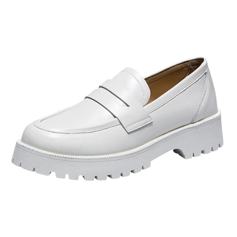 画像1: Women's Leather  platform loafers レディース ジュニア 男女兼用 ソフト 本革 レザー 厚底 ローファー シューズ 幅広いサイズ (1)