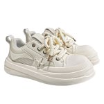 画像4: Unisex Cross leather platform lace-up sneakers Shoes  ユニセックスクロスレザー厚底レースアップスニーカーシューズ  (4)