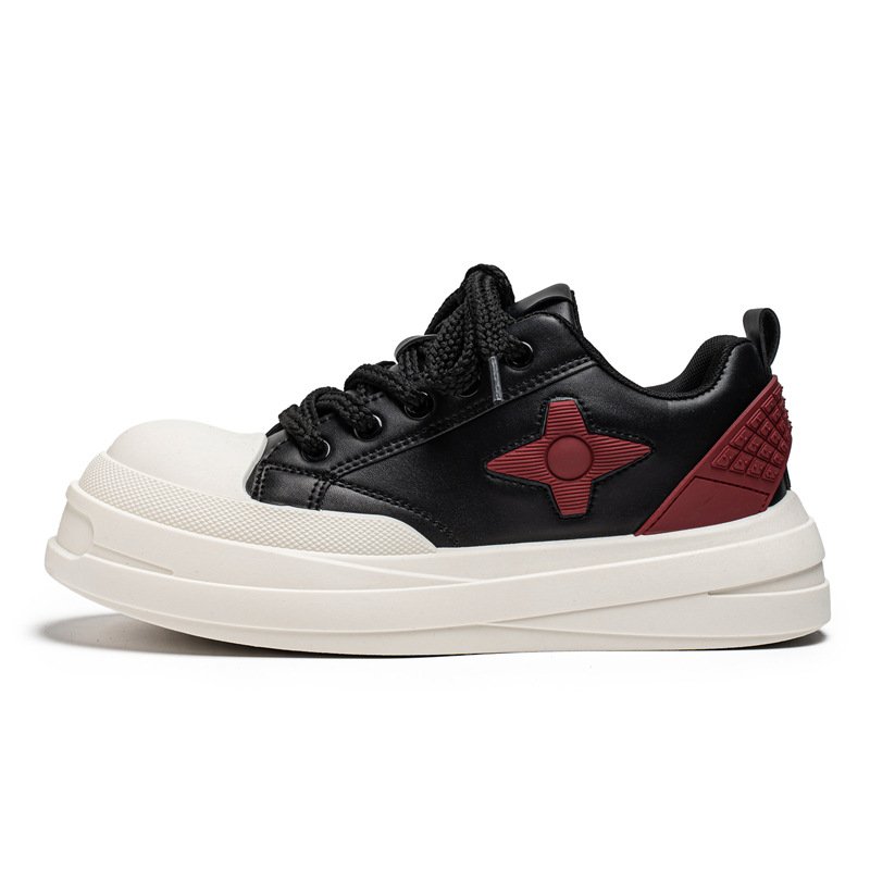 画像2: Unisex  Star Platform Leather Lace-Up Sneakers Shoes  ユニセックススターレザー厚底レースアップスニーカーシューズ  (2)
