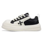 画像1: Unisex Cross leather platform lace-up sneakers Shoes  ユニセックスクロスレザー厚底レースアップスニーカーシューズ  (1)
