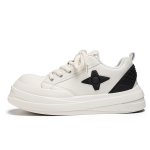 画像1: Unisex  Star Platform Leather Lace-Up Sneakers Shoes  ユニセックススターレザー厚底レースアップスニーカーシューズ  (1)