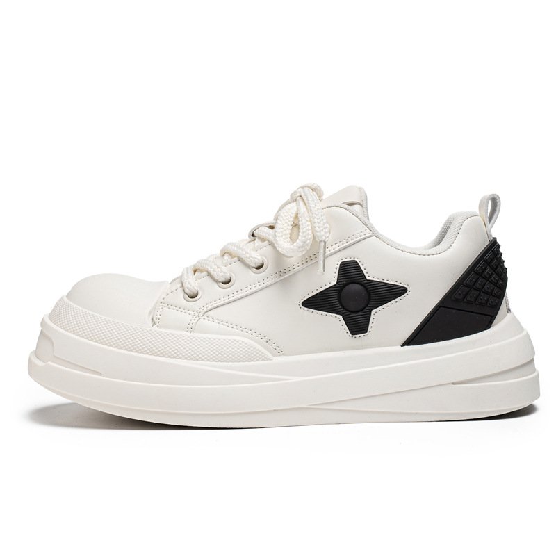 画像1: Unisex  Star Platform Leather Lace-Up Sneakers Shoes  ユニセックススターレザー厚底レースアップスニーカーシューズ  (1)