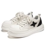 画像3: Unisex  Star Platform Leather Lace-Up Sneakers Shoes  ユニセックススターレザー厚底レースアップスニーカーシューズ  (3)